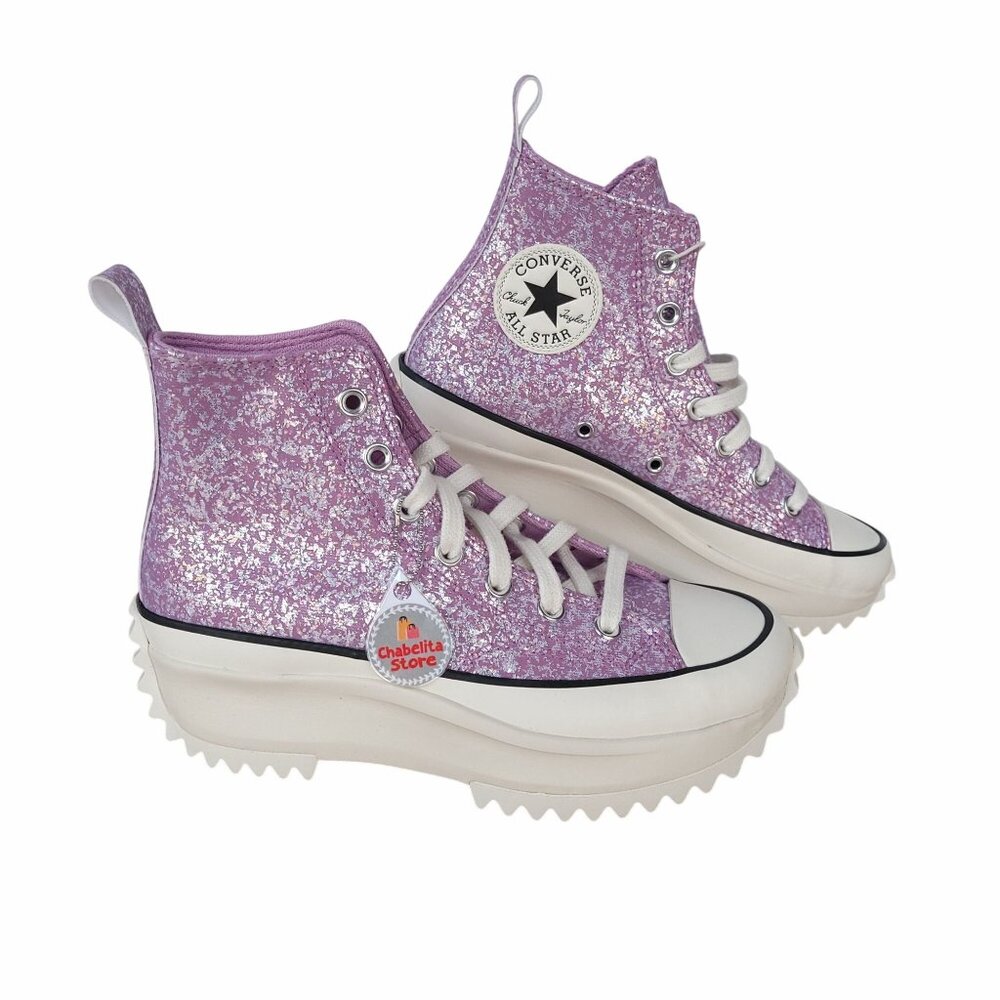 ✨Converse Run Star Hike Platform Hi 7 Women Shoes Sneaker Glitter Purple A10096C